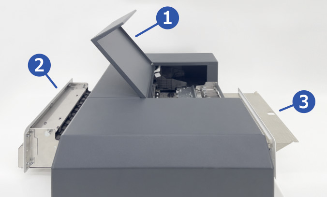 Drei Zugangswege zur Reinigung und Wartung des Komdruck Etikettendrucker