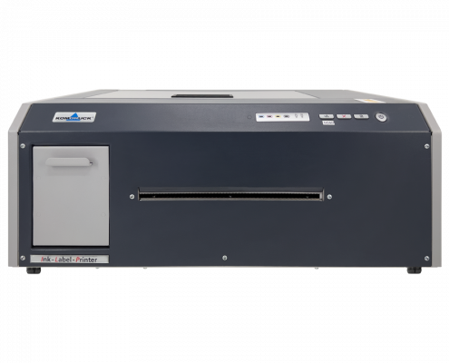 Komdruck IDP-1100er Serie Etikettendrucker auf transparentem Hintergrund